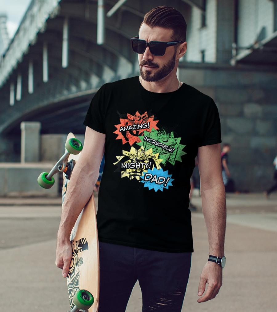 Amazing Incredible Mighty Dad Marvel Super Hero T-Shirt