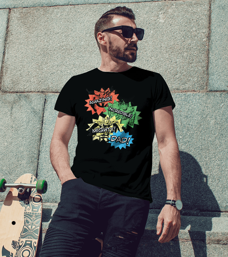 Amazing Incredible Mighty Dad Marvel Super Hero T-Shirt