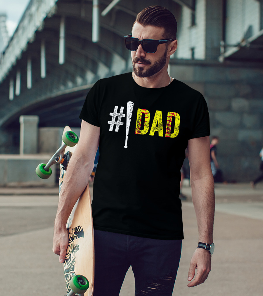 1 Dad Number One Softball Fan Dad T-Shirt
