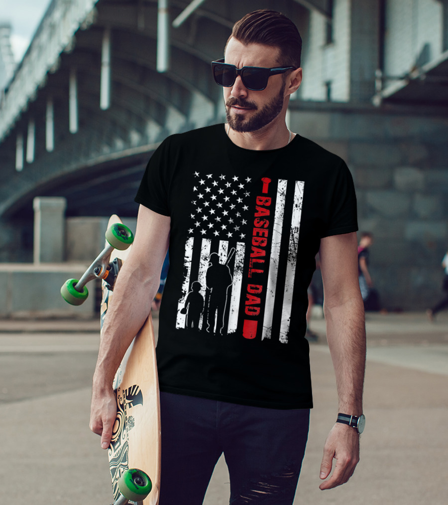 American Flag Baseball Dad Father's Day USA Sports T-Shirt