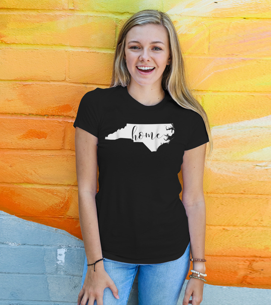 NC HOME North Carolina State Silhouette Home Script Womens Blouse Souther T-Shirt