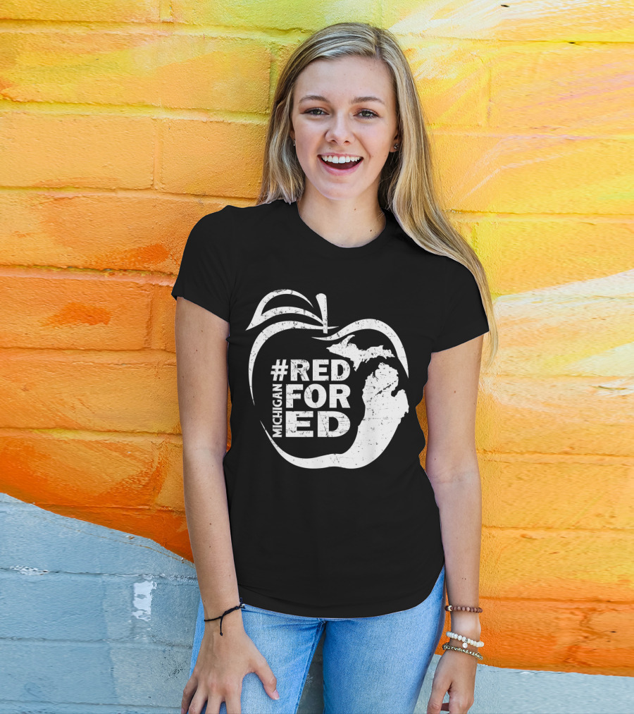 Michigan Teachers Apple #RedForEd Campaign T-Shirt