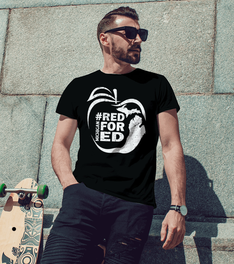 Michigan Teachers Apple #RedForEd Campaign T-Shirt