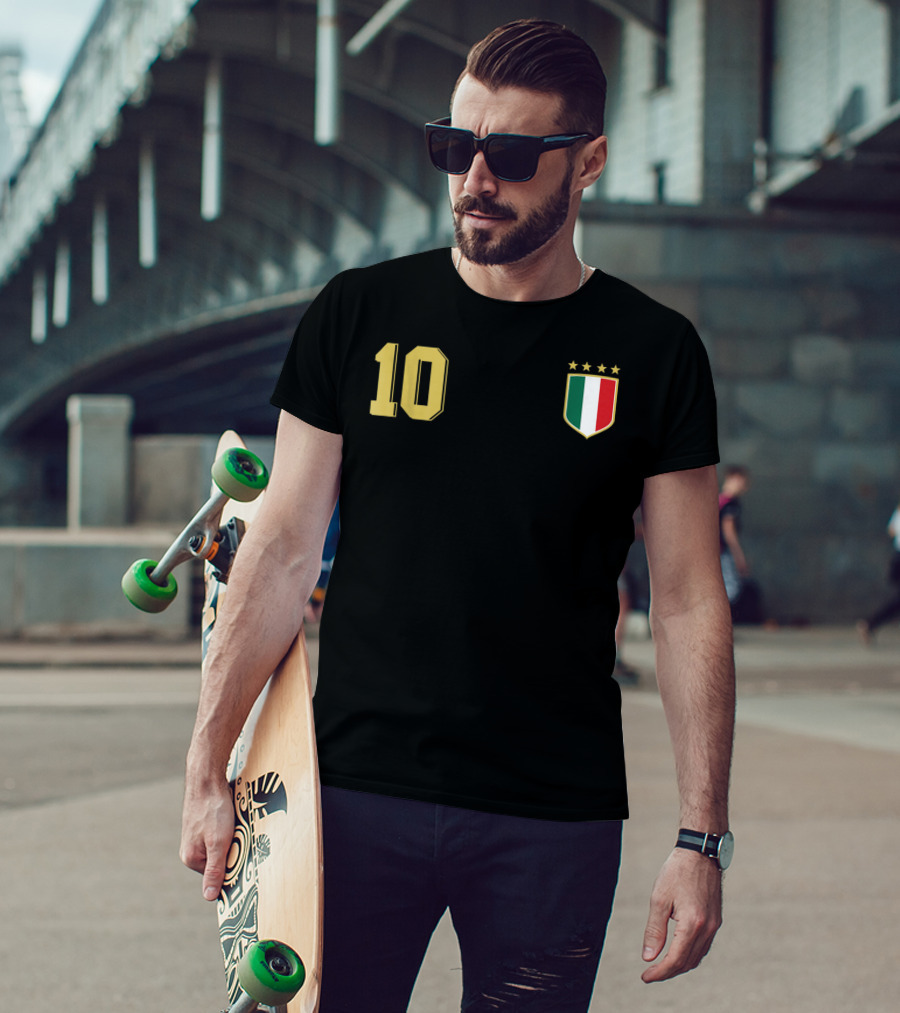 Italia Retro Soccer Jersey Italy Football 10 Crest Stars T-Shirt