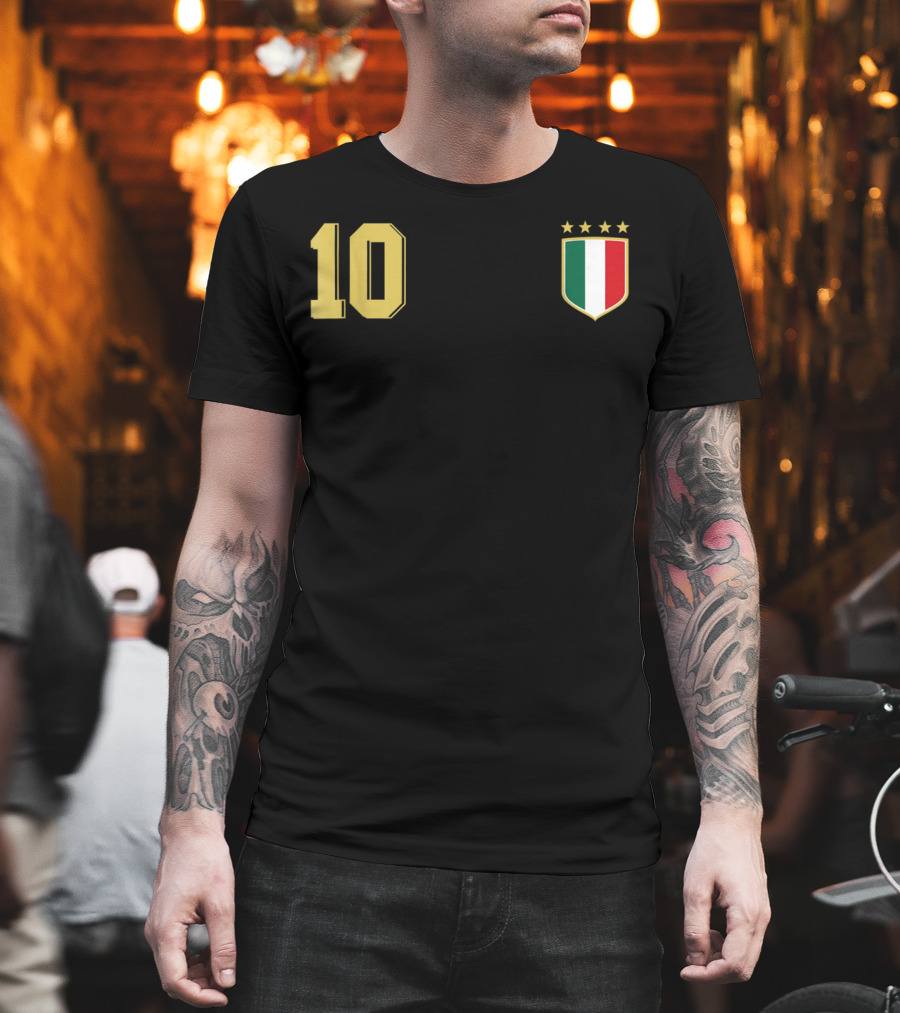 Italia Retro Soccer Jersey Italy Football 10 Crest Stars T-Shirt