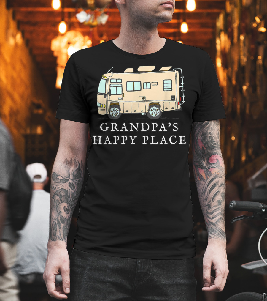 RV Grandpa's Happy Place Motorhome Adventure T-Shirt