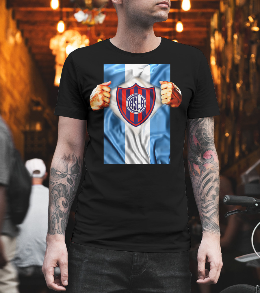 San Lorenzo Heartbeat ASL de Football Soccer Fans Logo Emblem T-Shirt