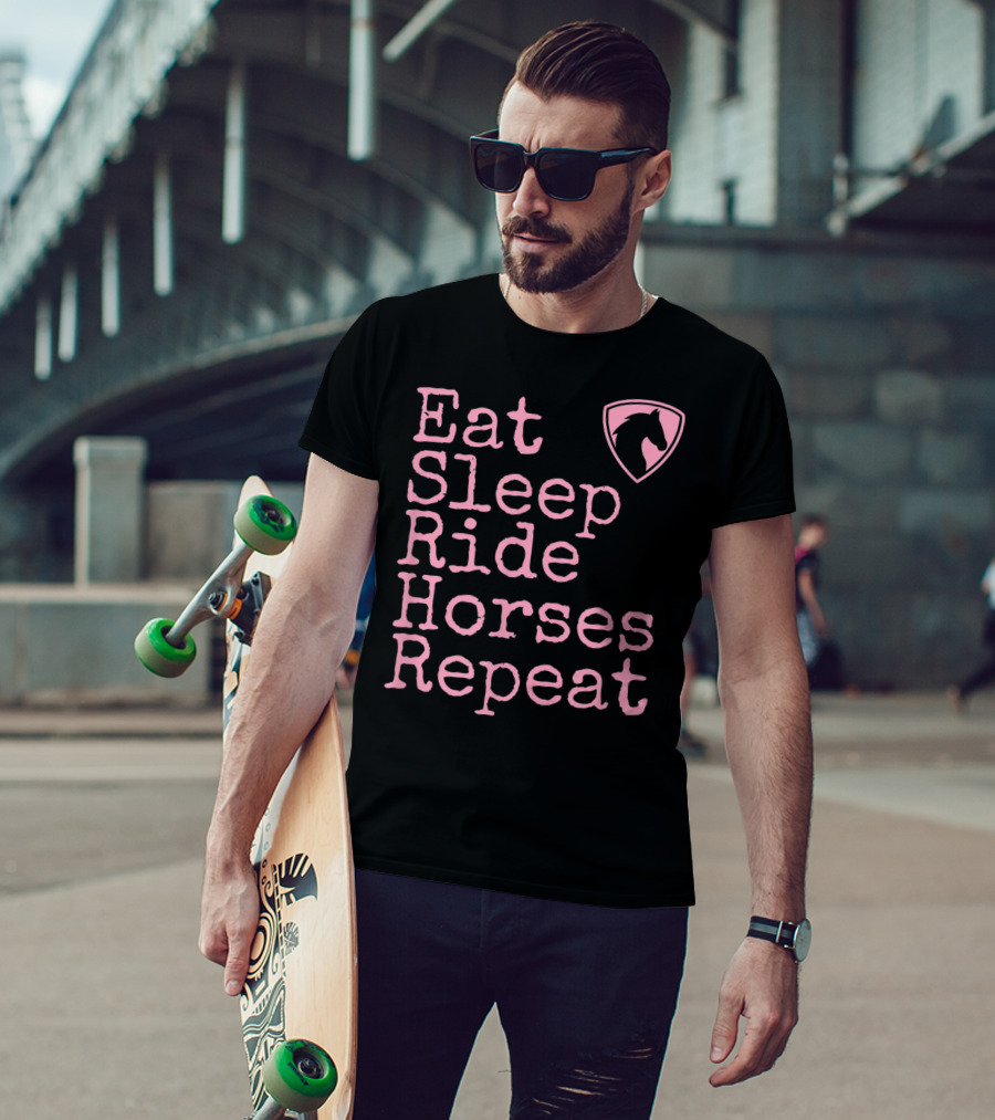 Eat Sleep Ride Horses Repeat Funny Horse Lover T-Shirt