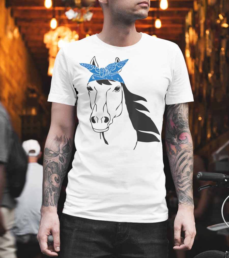 Cowgirl Horse Mom Farm Country Girl With Blue Bandana T-Shirt