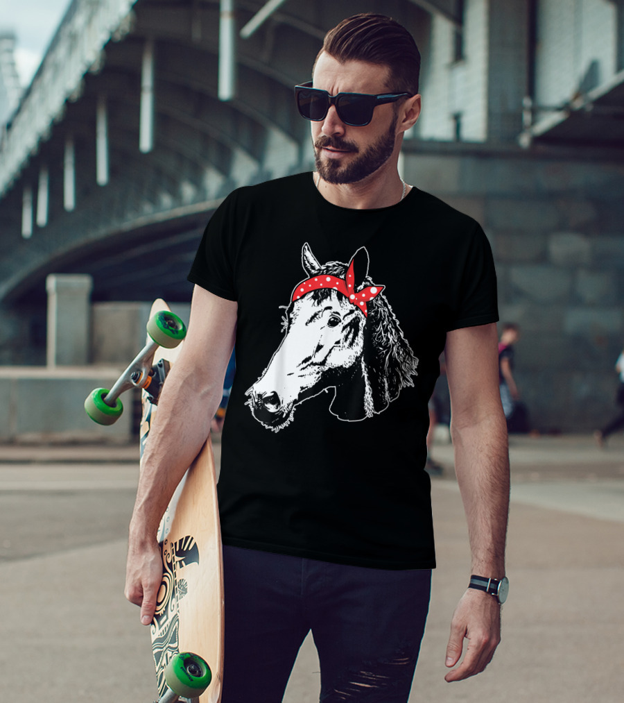 Funny Horse Red Bandana I Love Horse T-Shirt