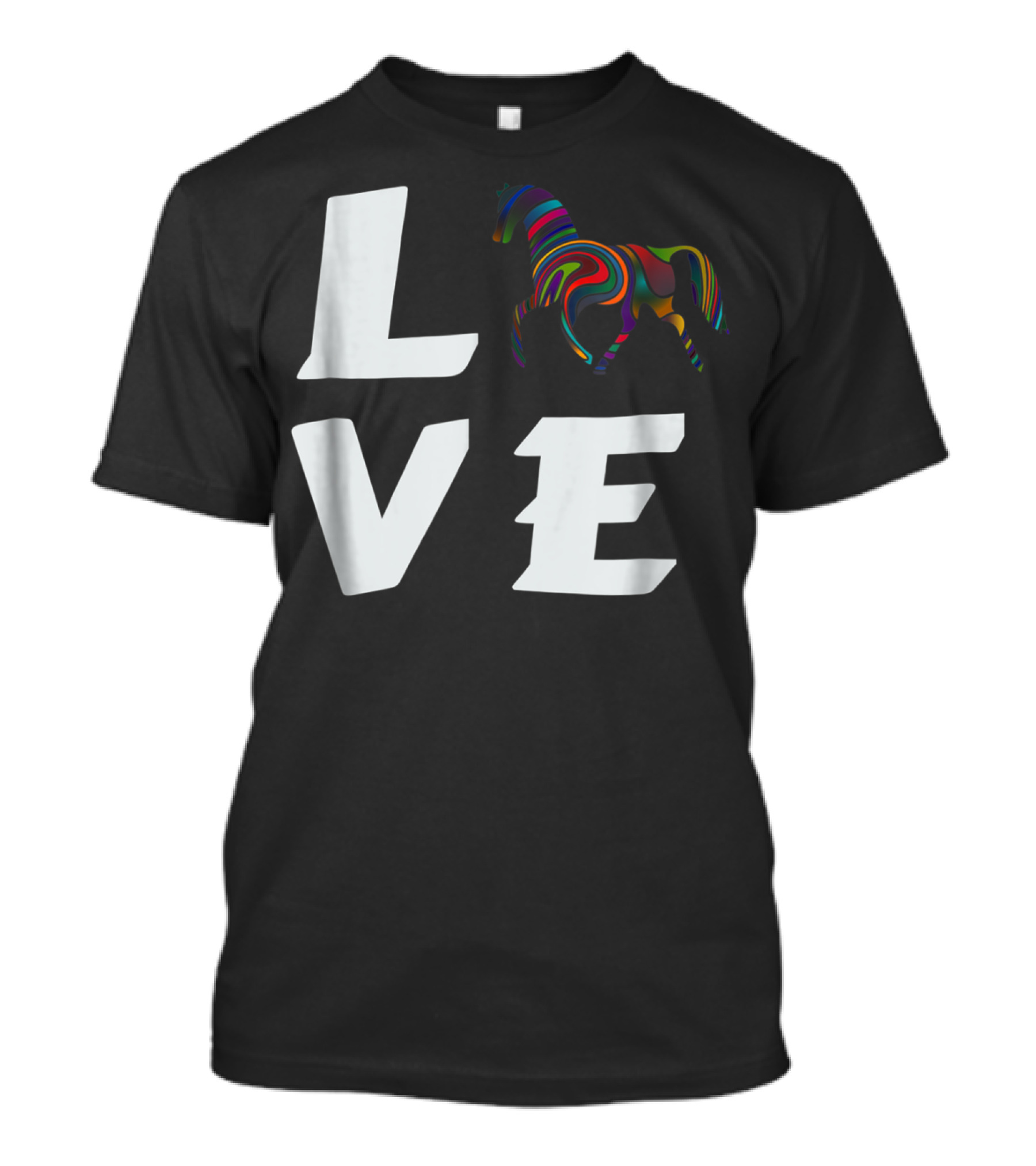 LOVE Girls Love Horses Colorful Horse T-Shirt