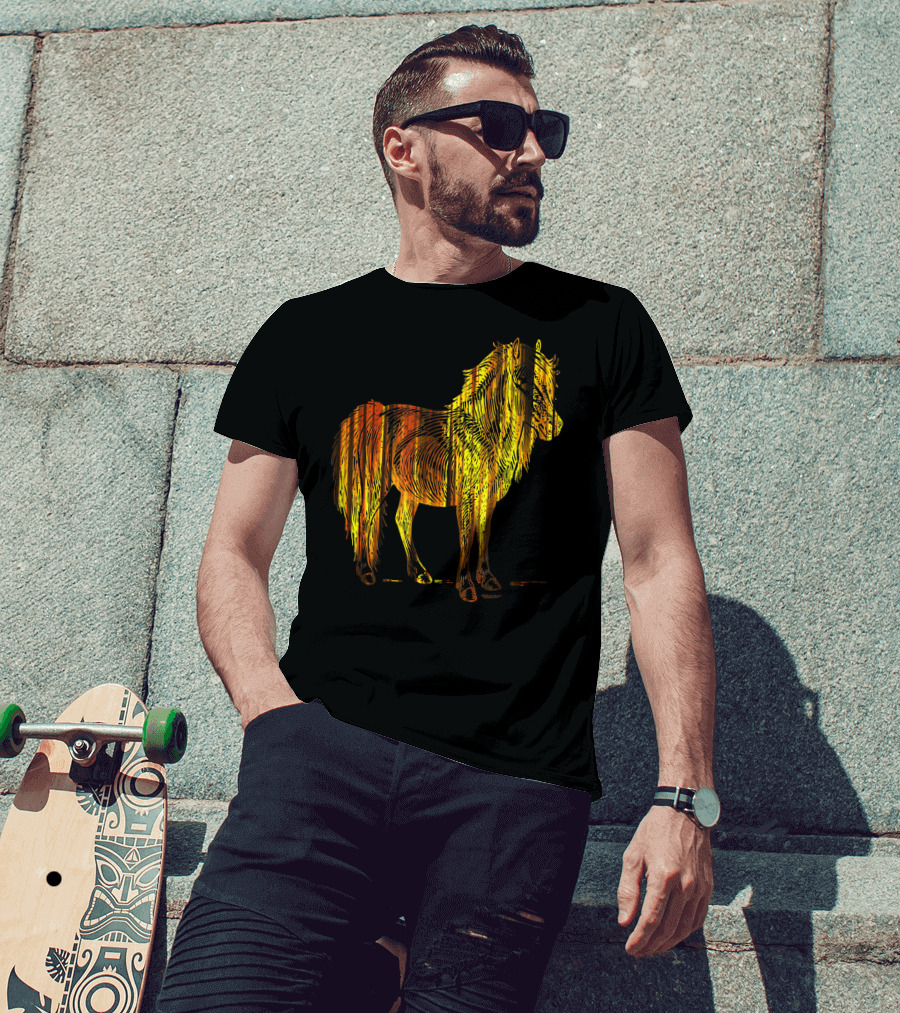 Golden Sparkling Horse Illuminated Elegance T-Shirt