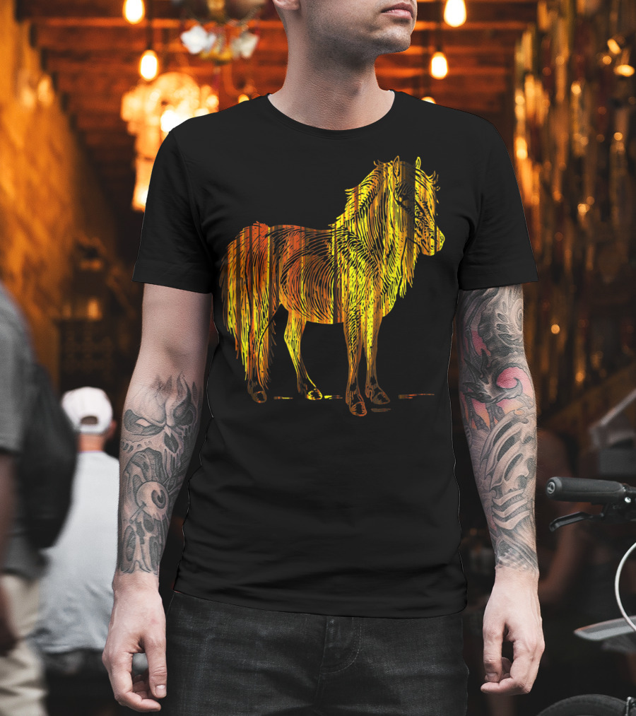 Golden Sparkling Horse Illuminated Elegance T-Shirt
