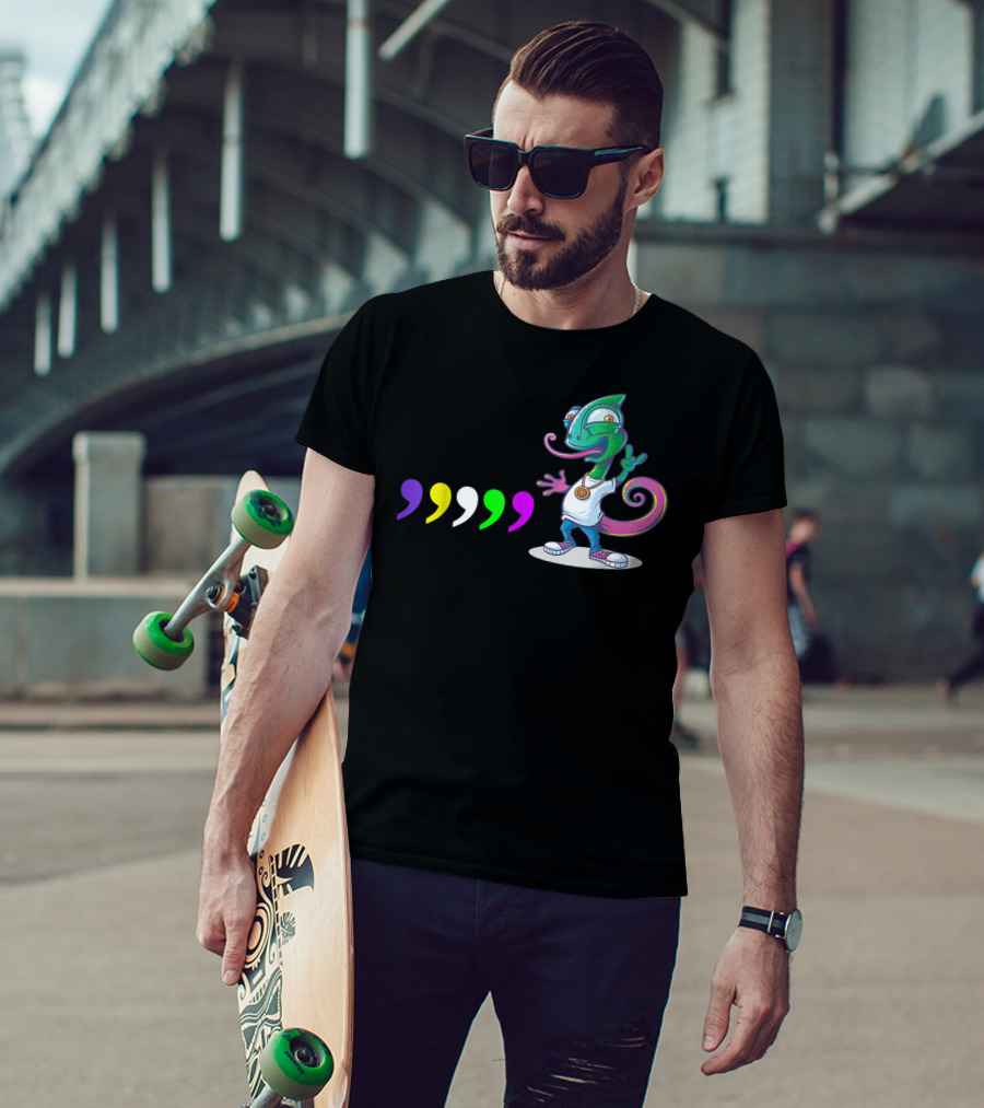 Comma Chameleons 80S Sound Rock Colorful T-Shirt
