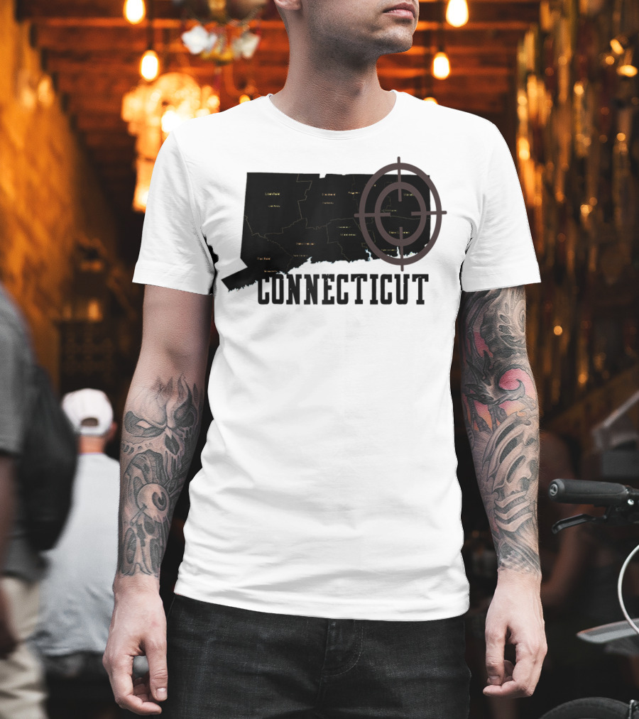 Connecticut Maps Vintage Style with Compass Overlay T-Shirt