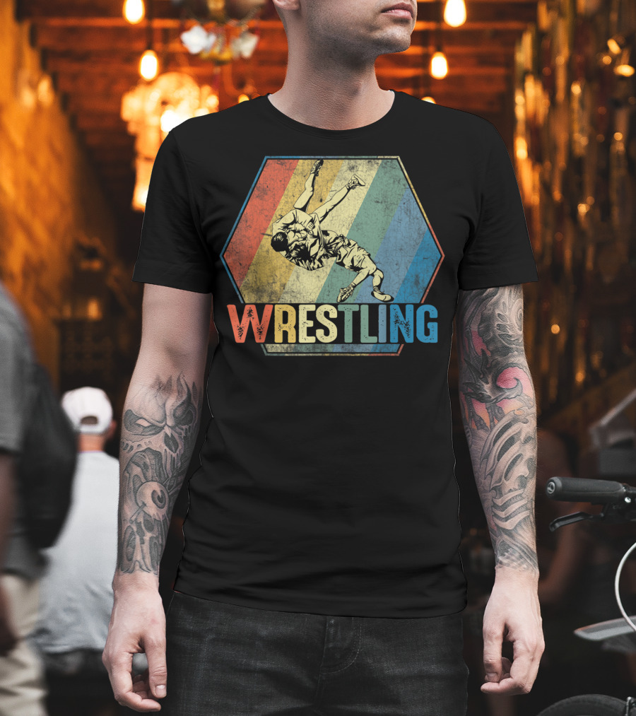 Retro Style Wrestling Throwdown Classic Sports Action T-Shirt