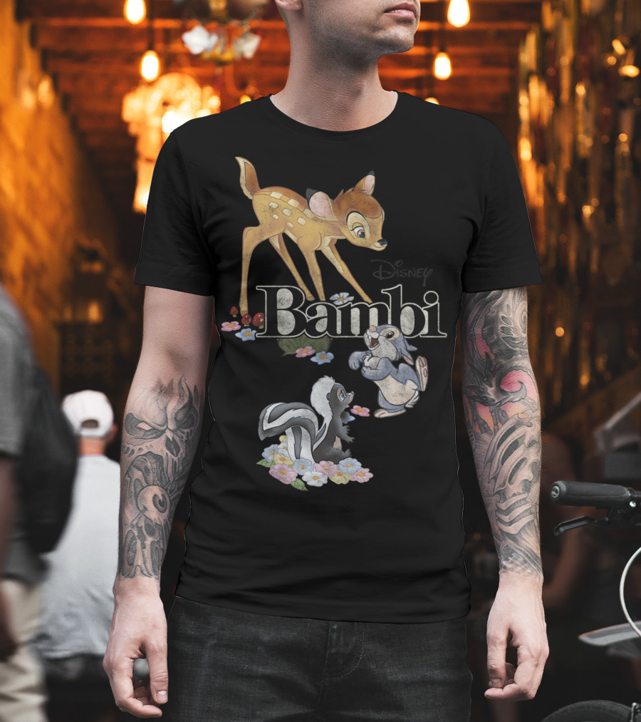 Disney Bambi Classic Group Shot Bambi Flower Thumper T-Shirt