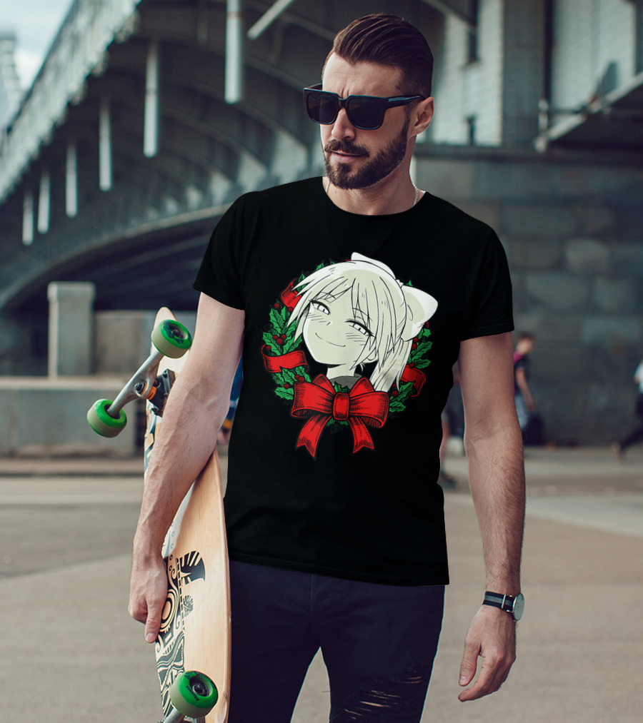 Funny Merry Christmas Manga Classic Wreath Happy T-Shirt