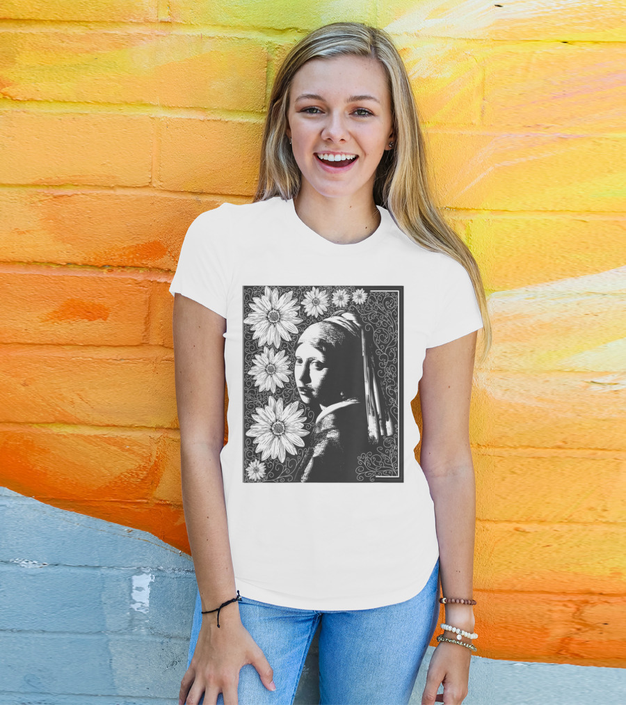 Girl With A Pearl Earring Floral T-Shirt
