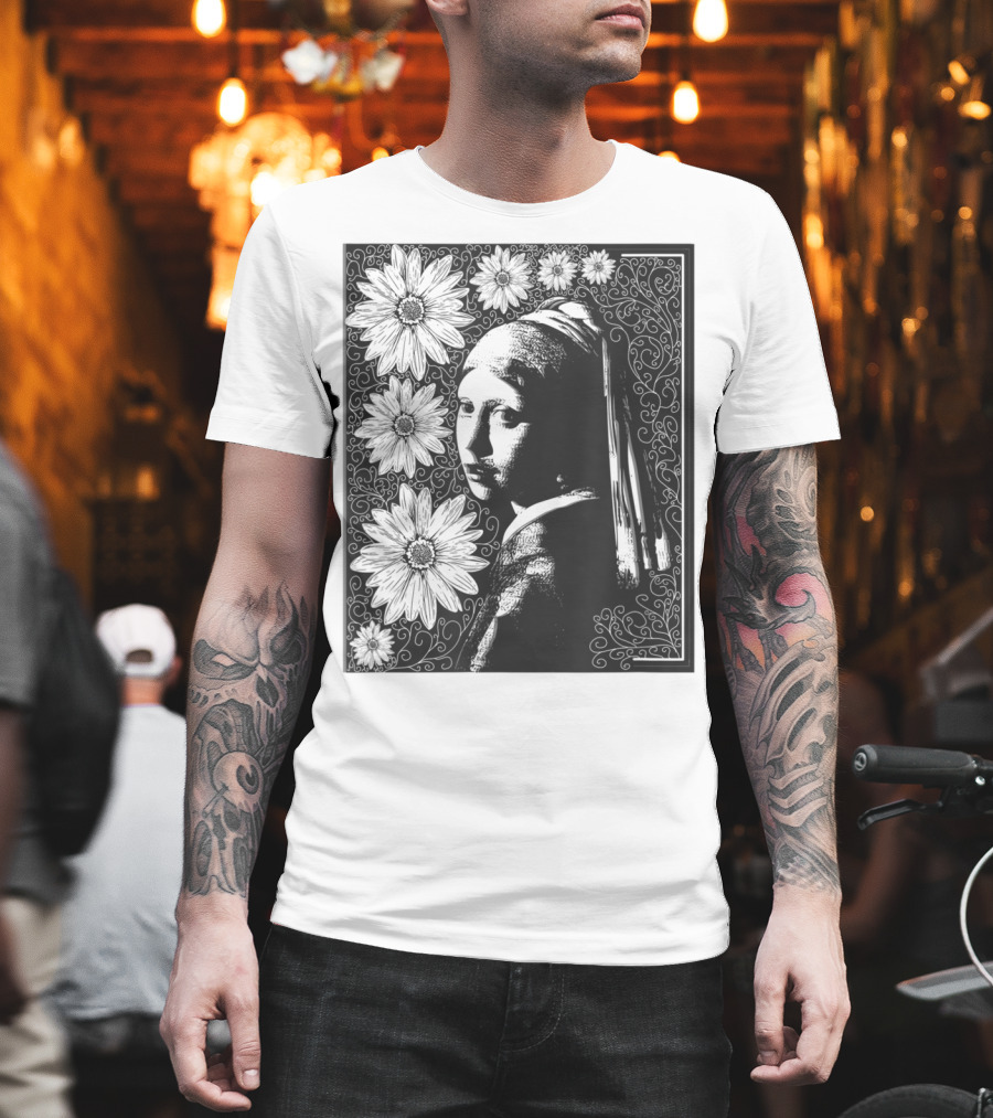 Girl With A Pearl Earring Floral T-Shirt