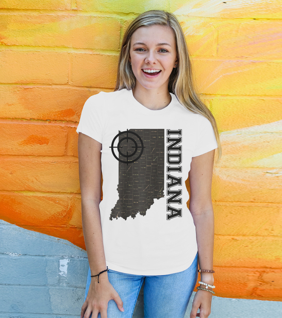 Indiana Map County Outline Vintage Classic Black EJ Maze T-Shirt