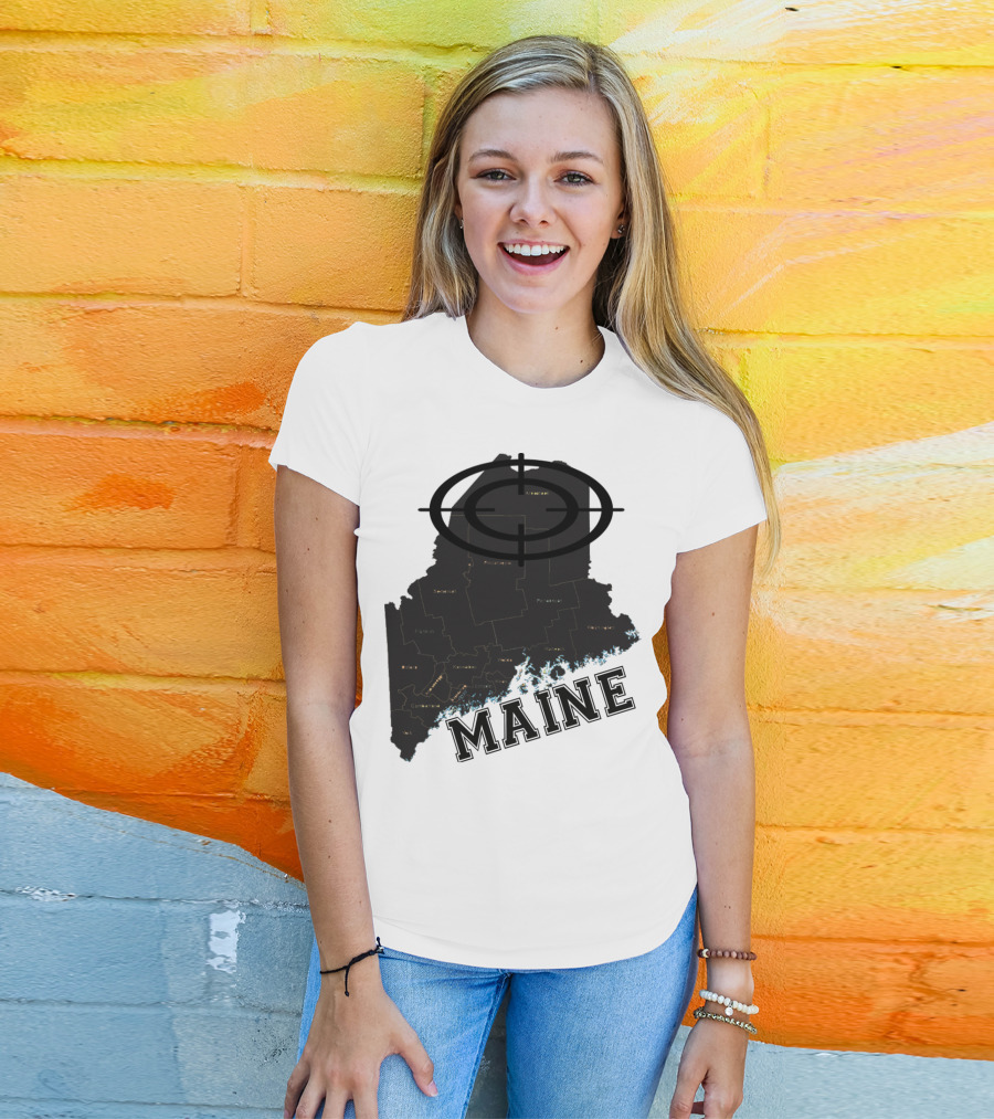Maine Maps Classic Vintage Fun Target Overlay T-Shirt