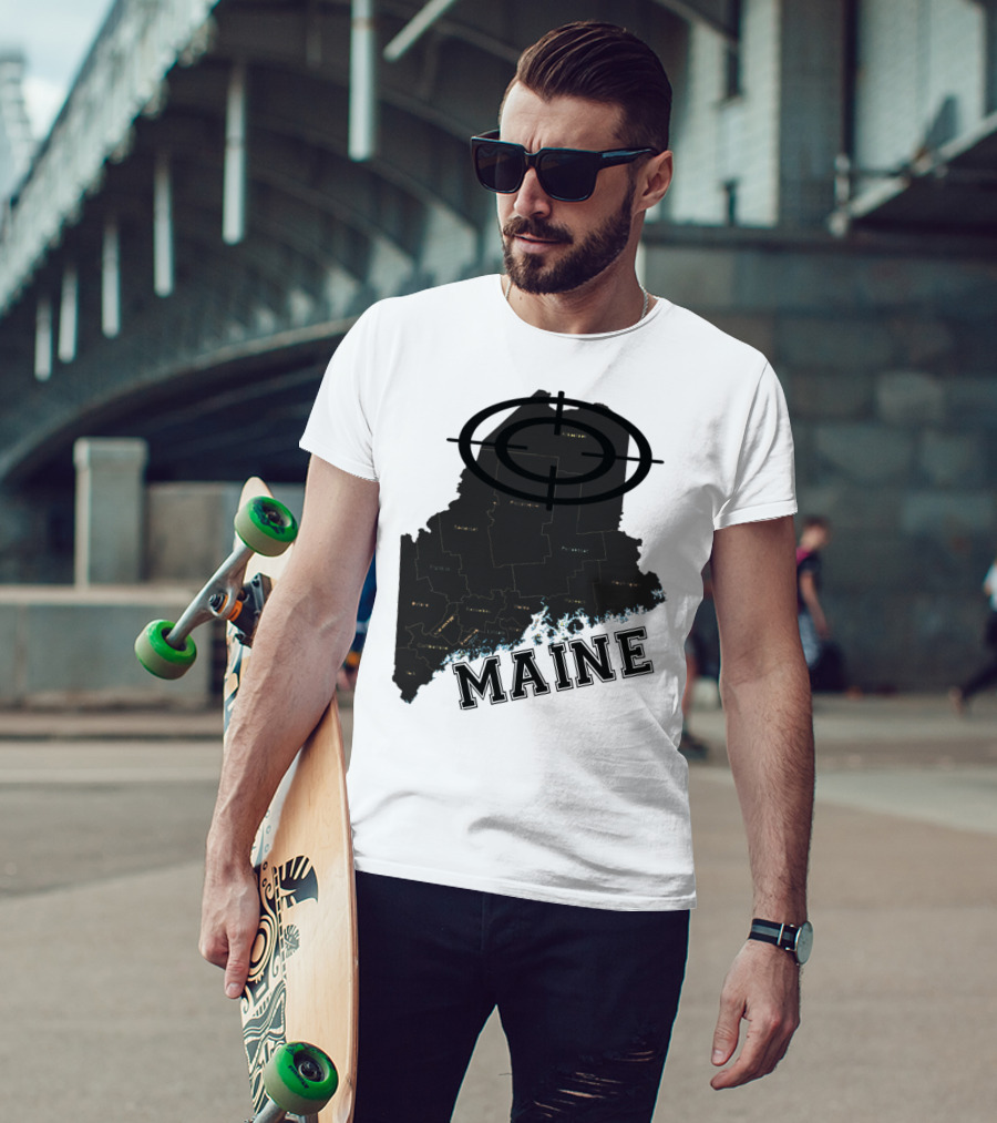 Maine Maps Classic Vintage Fun Target Overlay T-Shirt