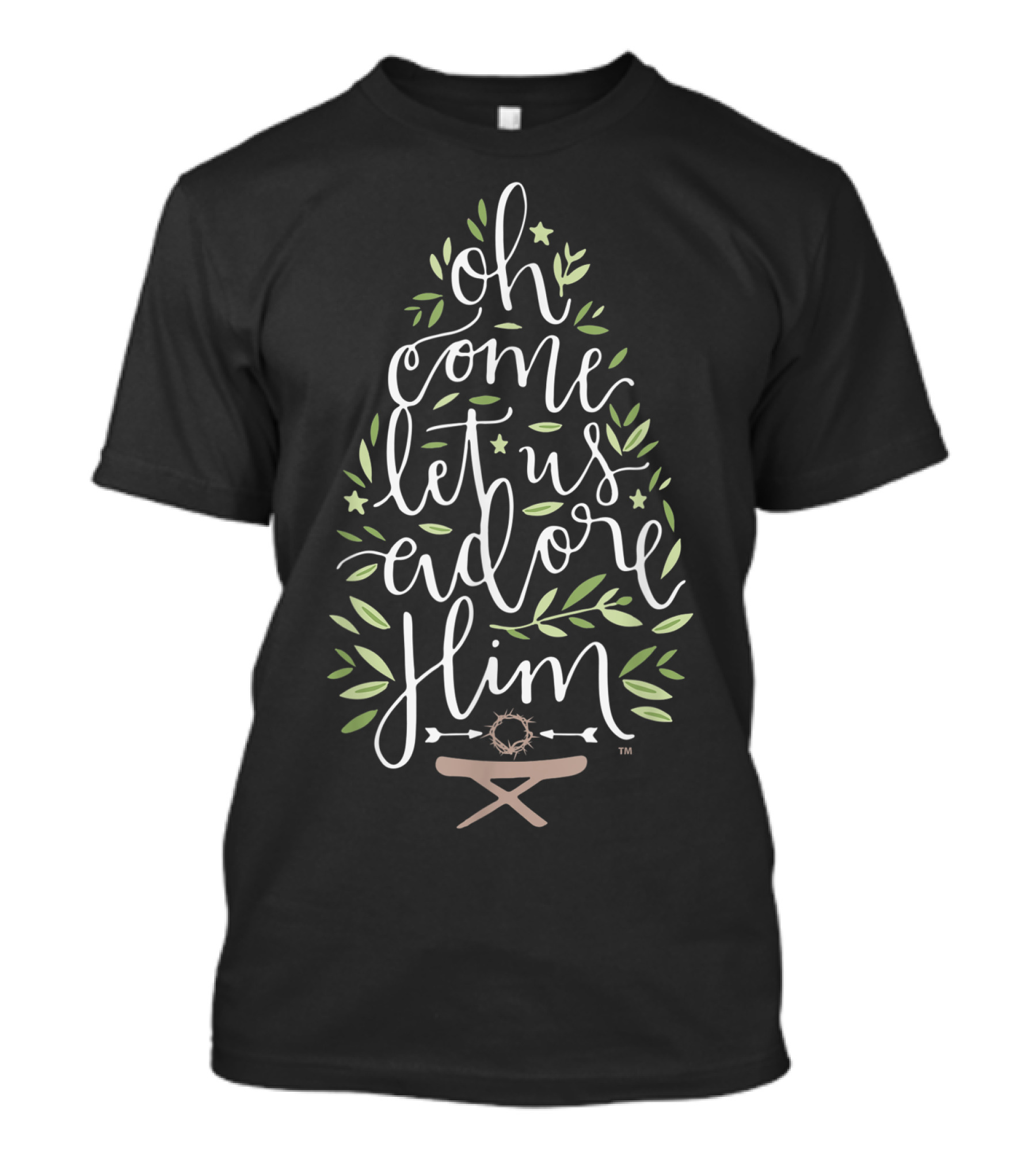 Oh Come Let Us Adore Him Baby Jesus Christmas Christian T-Shirt