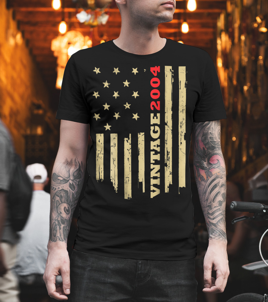 Vintage 2004 American Flag Birthday Gift T-Shirt