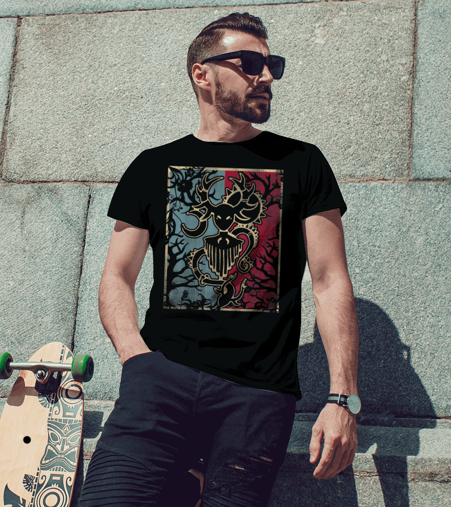 Cernunnos Horned God Celtic Pagan Mythology Symbol On Dual-Tone Background T-Shirt