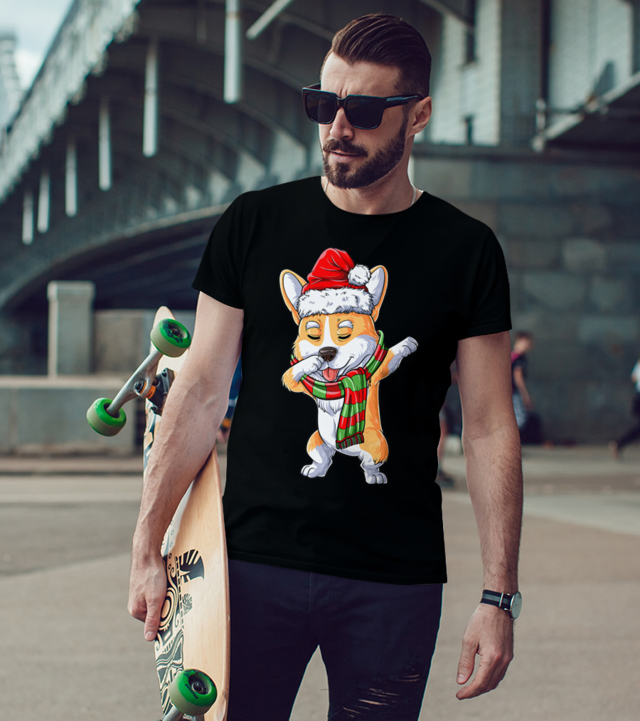 Corgi Santa Dabbing Christmas Girls Scarf T-Shirt