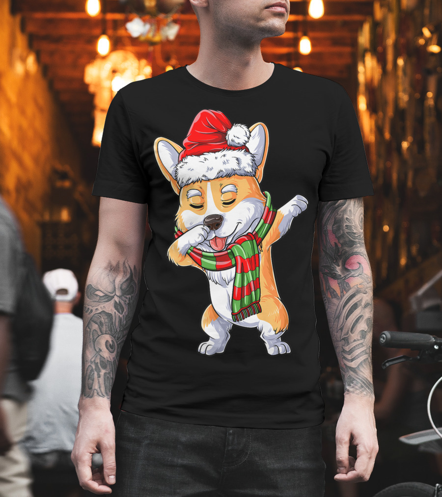 Corgi Santa Dabbing Christmas Girls Scarf T-Shirt