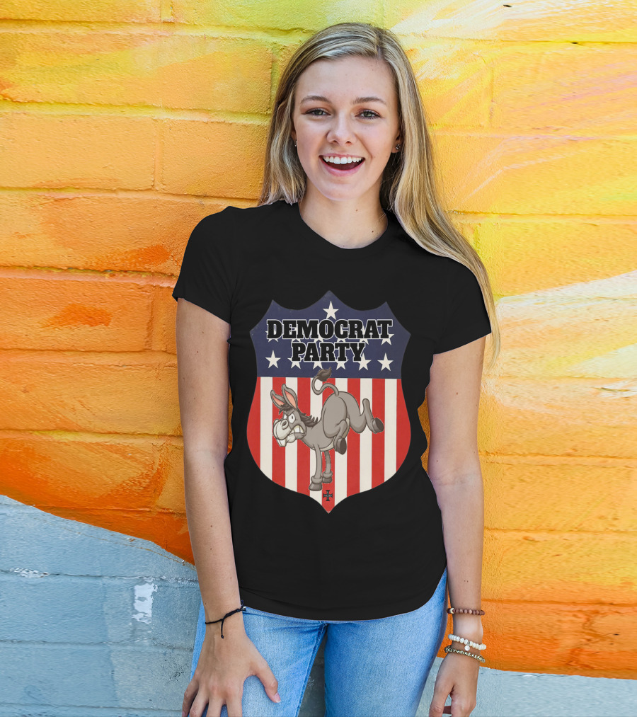Democrat Party Shield Stars And Stripes Donkey T-Shirt