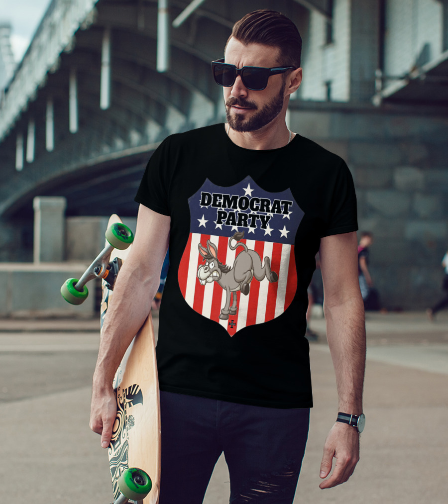 Democrat Party Shield Stars And Stripes Donkey T-Shirt