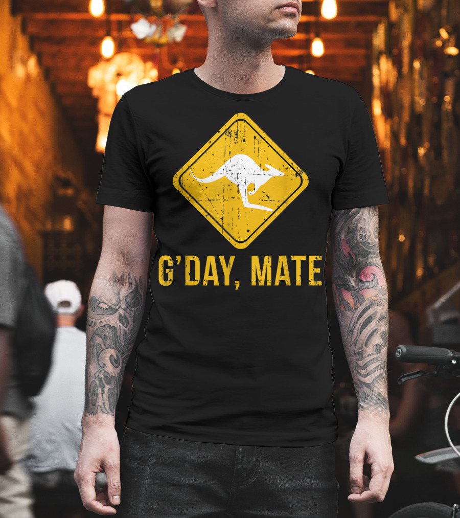 G'day Mate Kangaroo Road Sign Australia Family T-Shirt