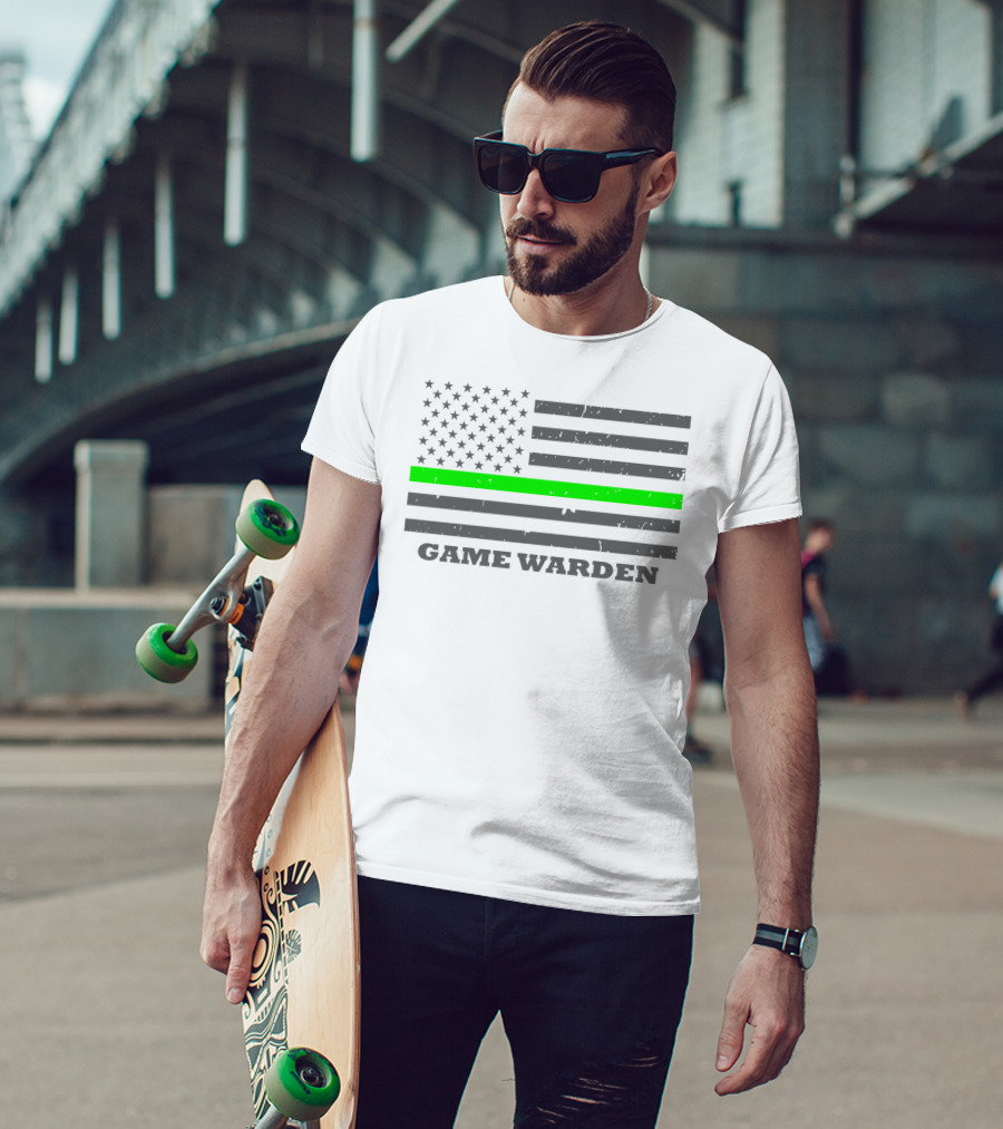 Game Warden Thin Green Line Flag Supporter T-Shirt