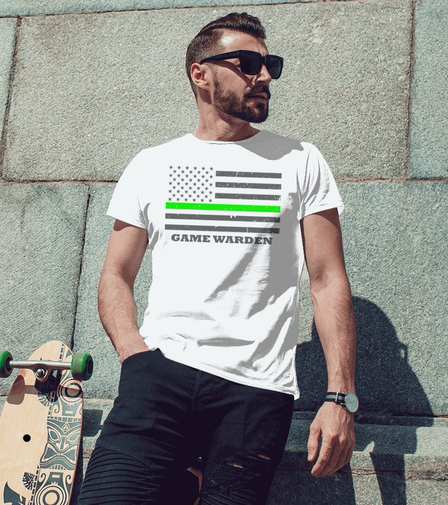 Game Warden Thin Green Line Flag Supporter T-Shirt