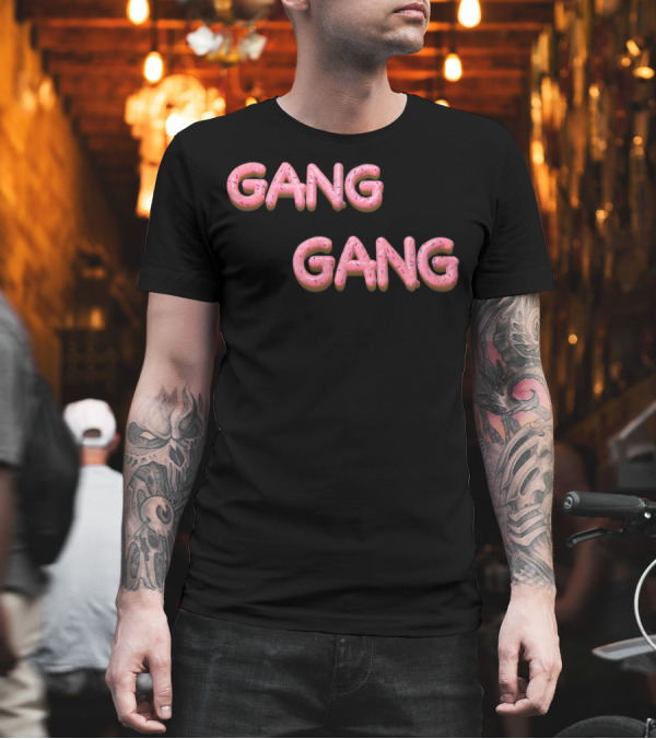 Gang Gang Pink Donut Font with Sprinkles T-Shirt Gang Gang Pink Donut Font with Sprinkles T-Shirt