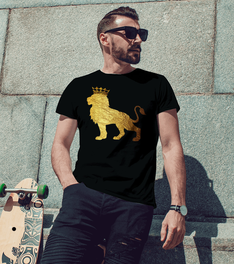 King Of The Jungle Lion With Golden Crown T-Shirt