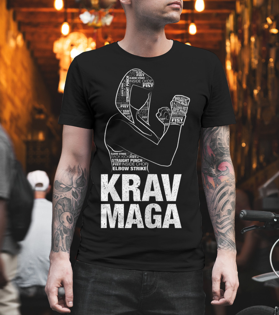 Krav Maga Woman Martial Arts Self Defence Straight Punch Elbow Strike Fist Techniques T-Shirt
