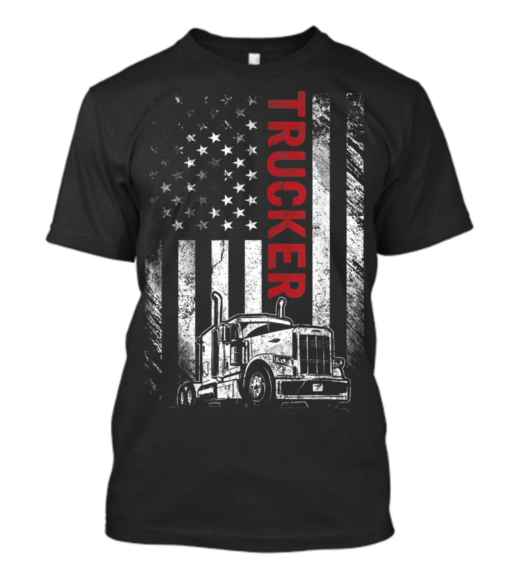 Trucker American Flag Vintage Truck Mens T-Shirt