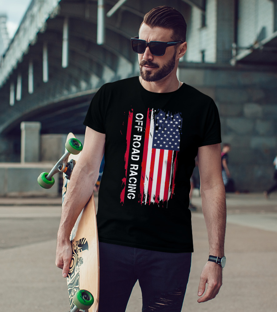 Off Road Racing American Flag T-Shirt