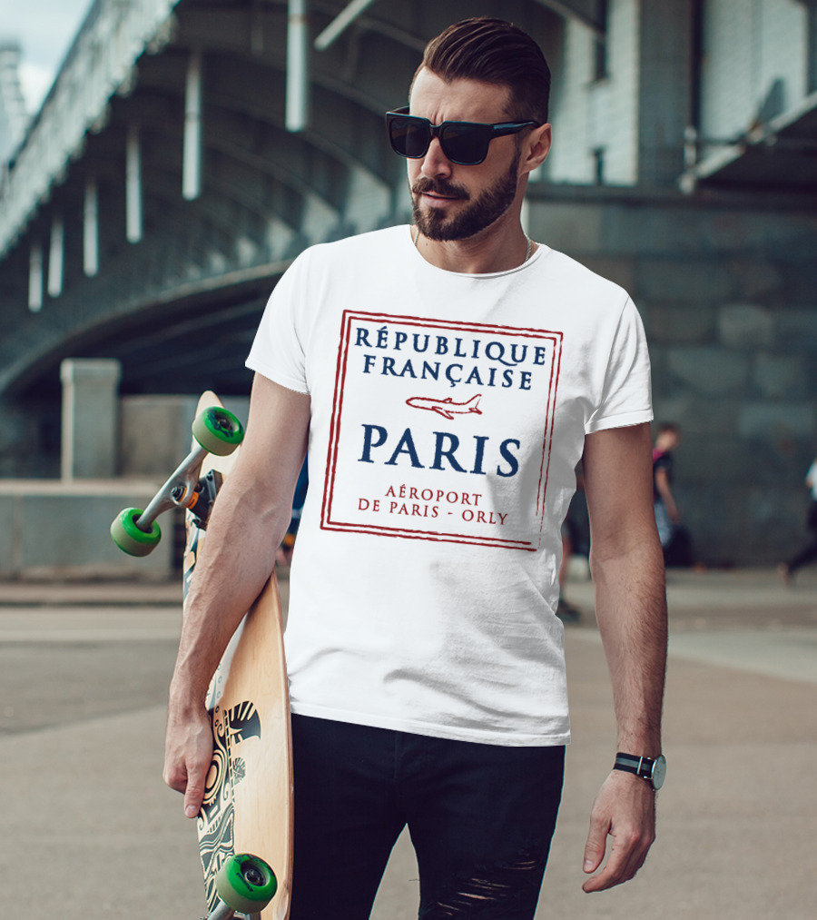 République Française Paris Aéroport De Paris-Orly Passport Stamp Vacation Travel T-Shirt