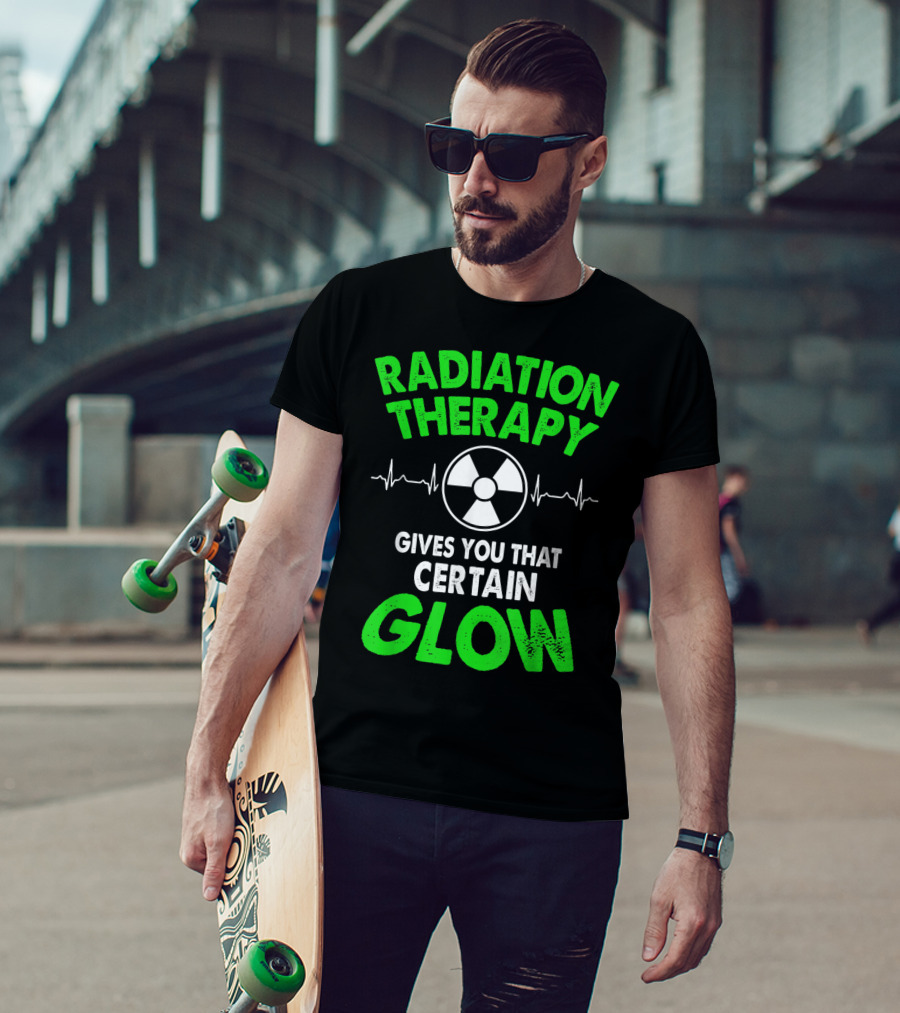 Radiation Therapy Gives You That Certain Glow Radioactive Symbol Heartbeat Lines T-Shirt