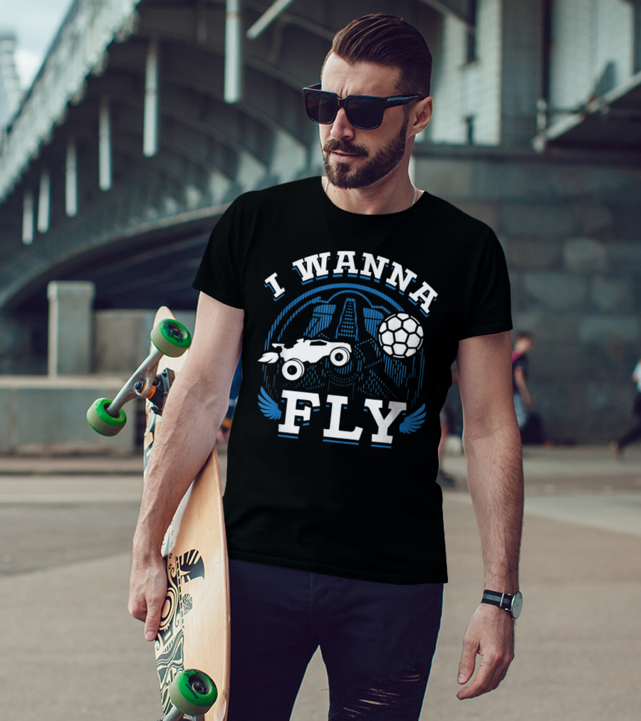 Rokt Leeg I Wanna Fly Funny Troll Car Soccer T-Shirt