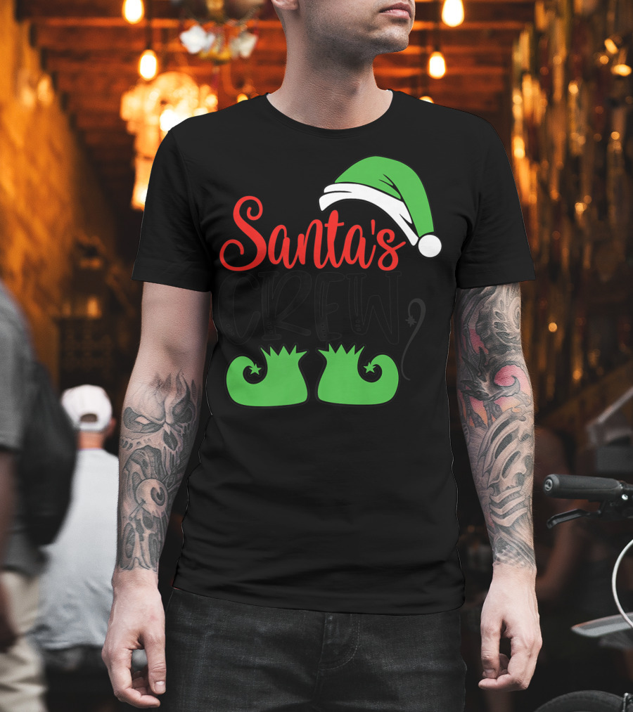 Santa's Crew Christmas Hat And Shoes T-Shirt