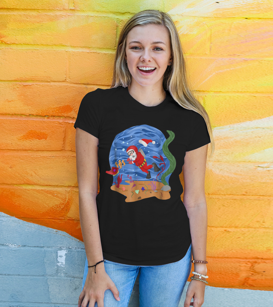 Santa Claus Scuba Diving Underwater Adventure T-Shirt