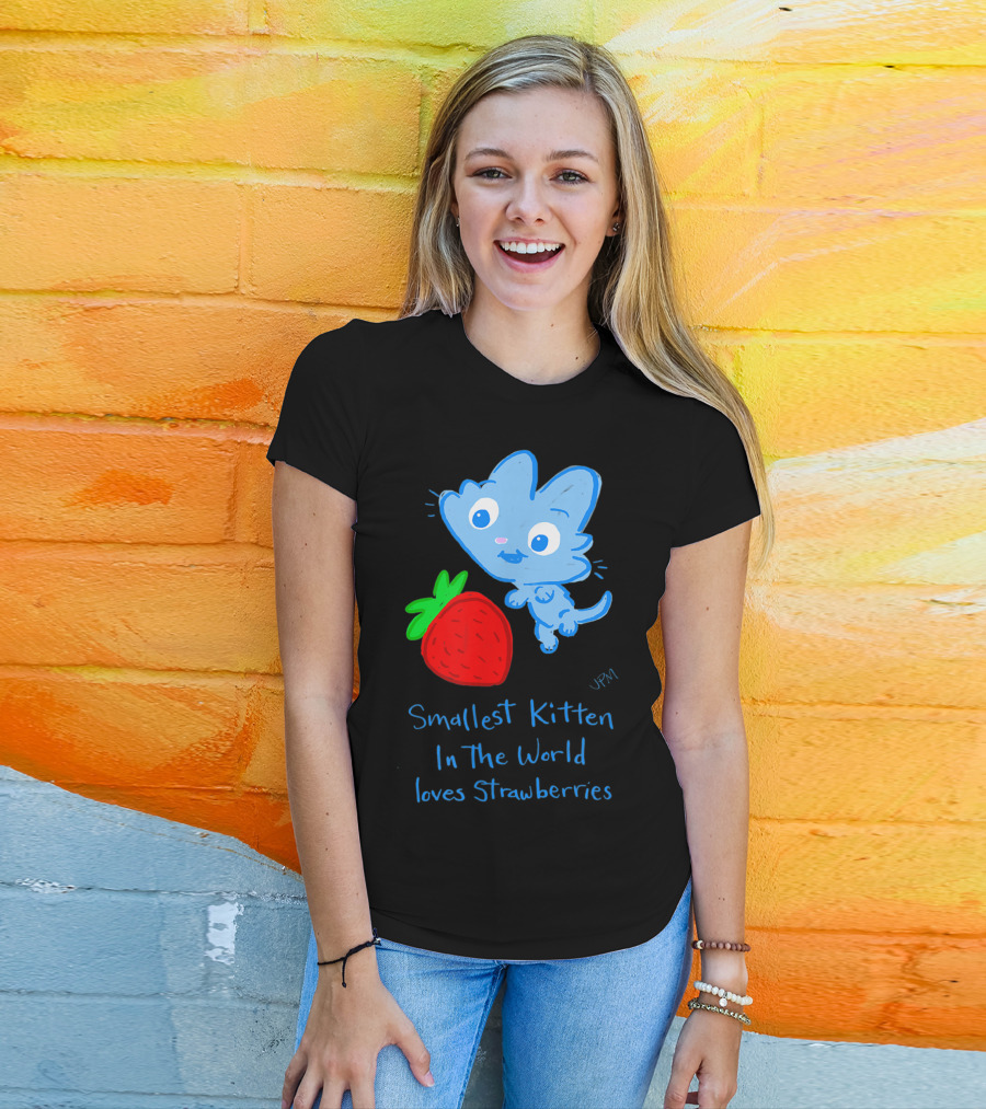 Smallest Kitten In The World Loves Strawberries T-Shirt