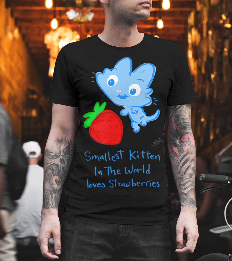 Smallest Kitten In The World Loves Strawberries T-Shirt