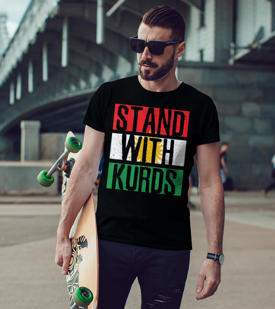 Stand With Kurds Free Kurdistan Kurdish Flag Colors T-Shirt